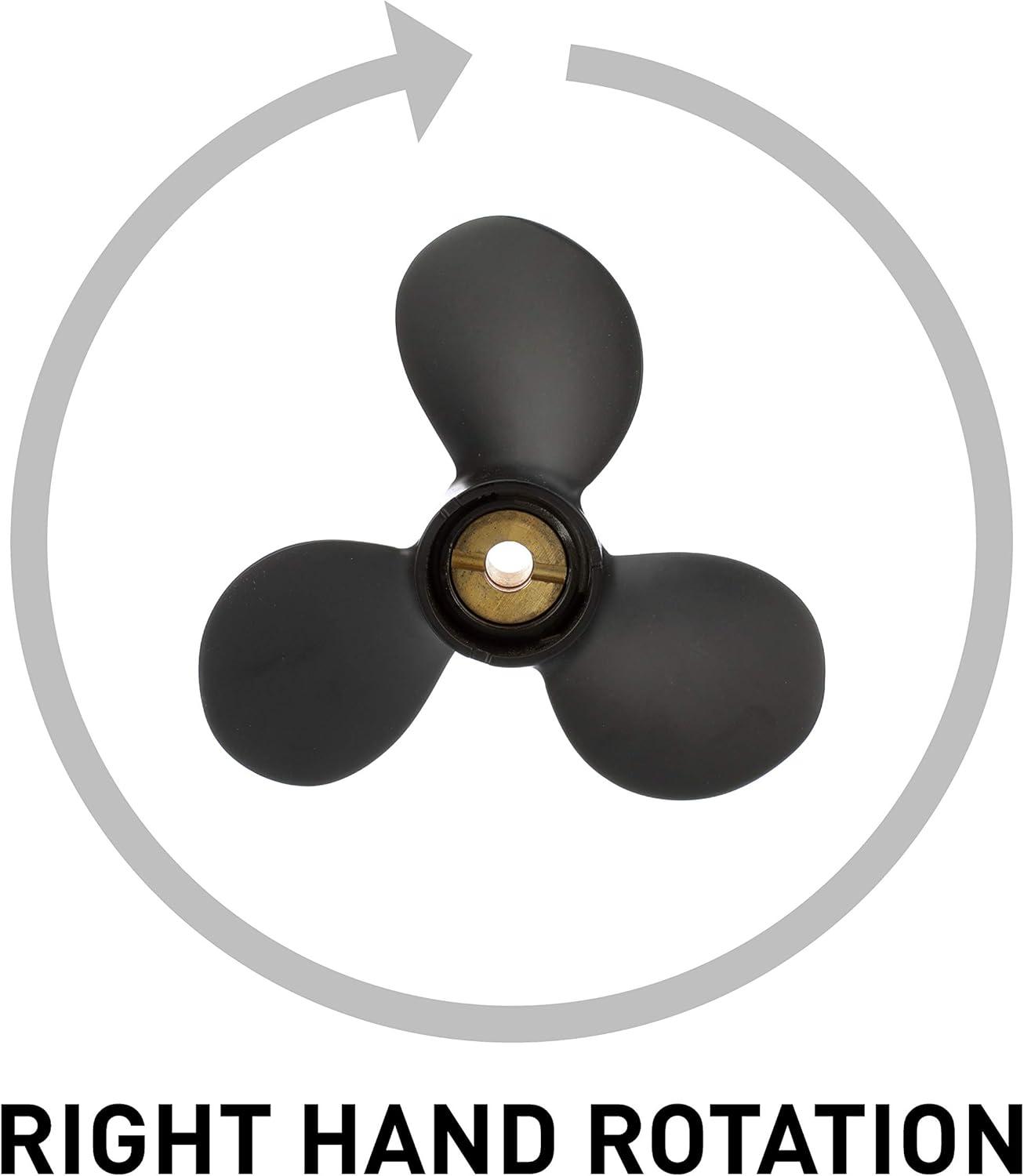 imageQuicksilver Black Diamond 3Blade Aluminum Propeller  For Yamaha Honda Evinrude and Johnson Engines8 HP  14 HP Various MakesModels wPin Drive