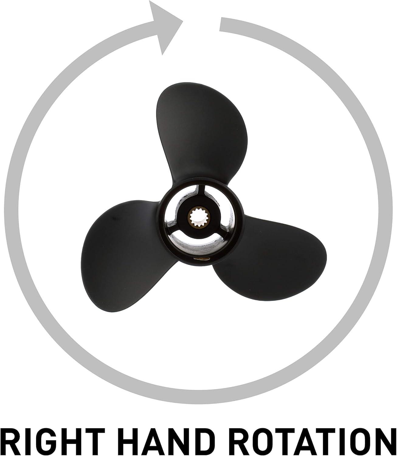 imageQuicksilver Black Diamond 3Blade Aluminum Propeller  For Yamaha Honda Evinrude and Johnson Engines8 HP  15 HP EvinrudeJohnson w13tooth Spline