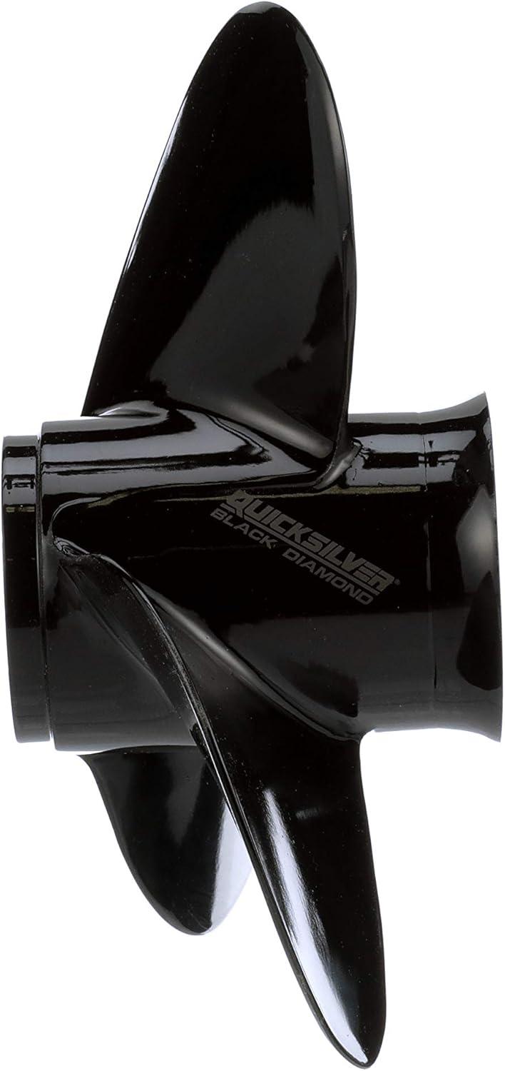 imageQuicksilver Black Diamond 3Blade Aluminum Propeller  For Yamaha Honda Evinrude and Johnson Engines85 HP  140 HP EvinrudeJohnson V4