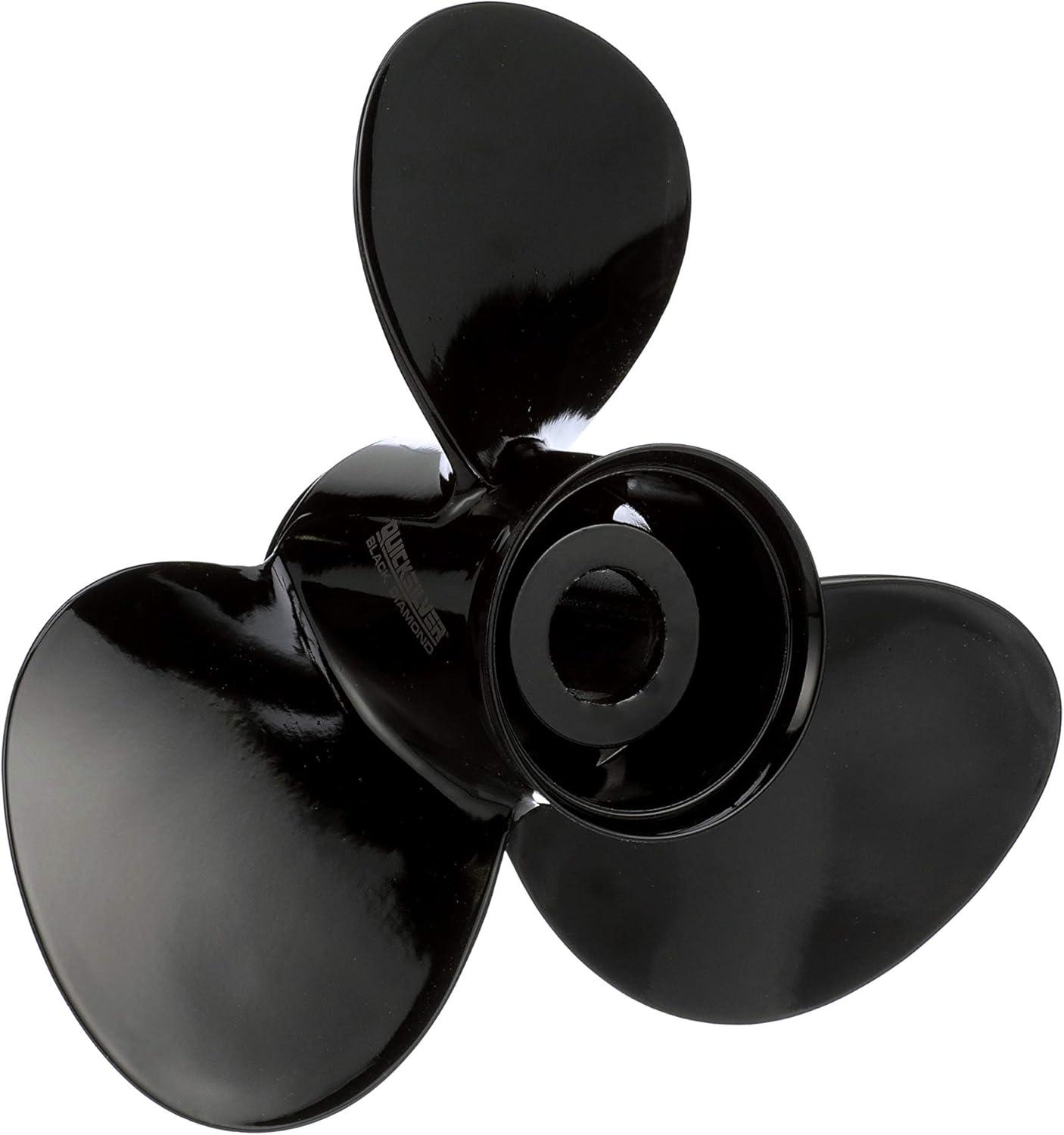 imageQuicksilver Black Diamond 3Blade Aluminum Propeller  For Yamaha Honda Evinrude and Johnson Engines85 HP  140 HP EvinrudeJohnson V4