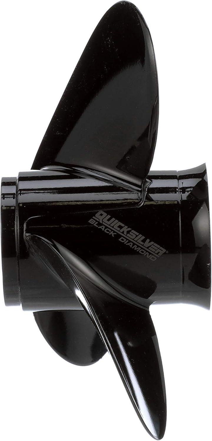 imageQuicksilver Black Diamond 3Blade Aluminum Propeller  For Yamaha Honda Evinrude and Johnson Engines85 HP  140 HP EvinrudeJohnson V4