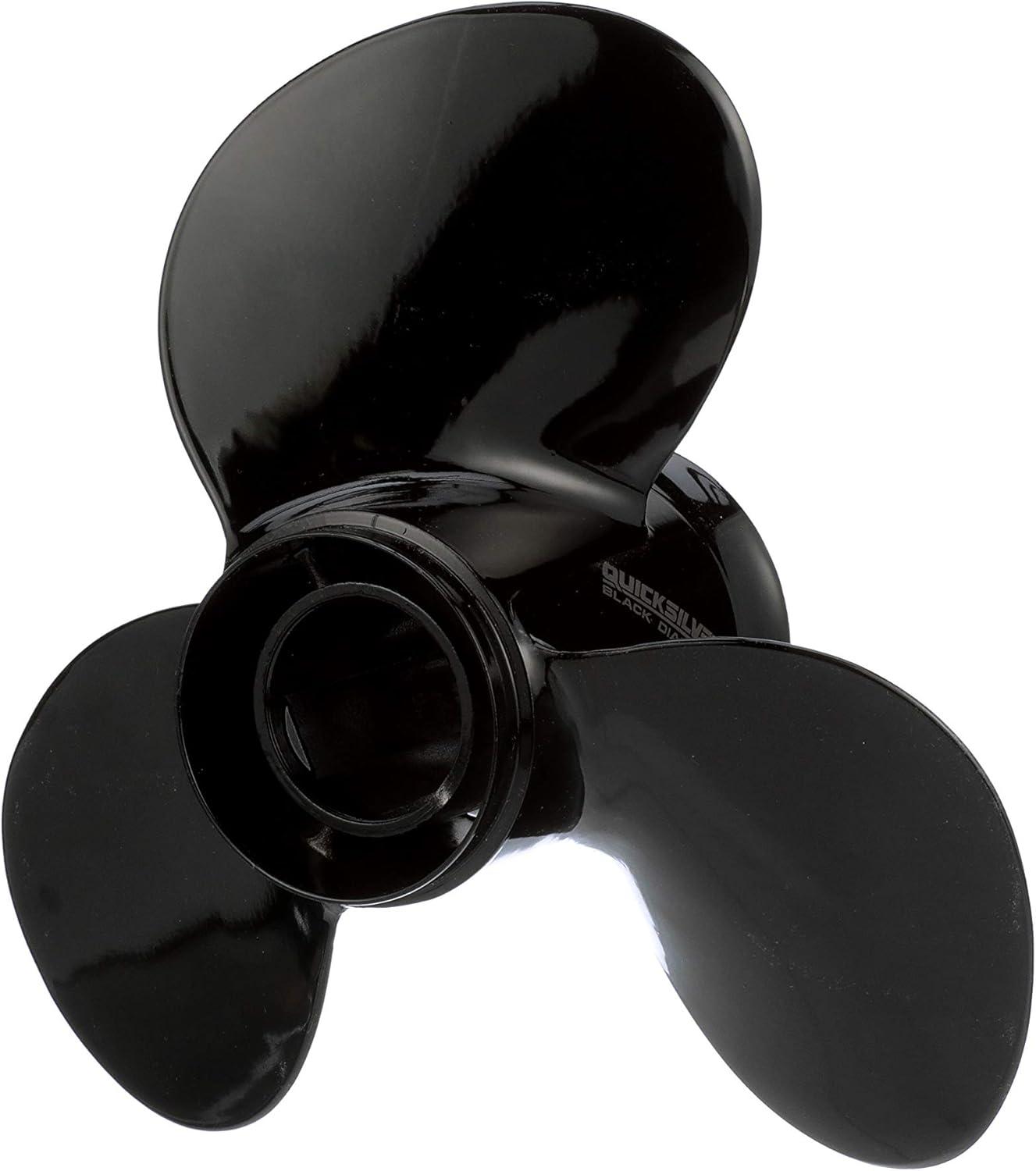 imageQuicksilver Black Diamond 3Blade Aluminum Propeller  For Yamaha Honda Evinrude and Johnson Engines85 HP  140 HP EvinrudeJohnson V4