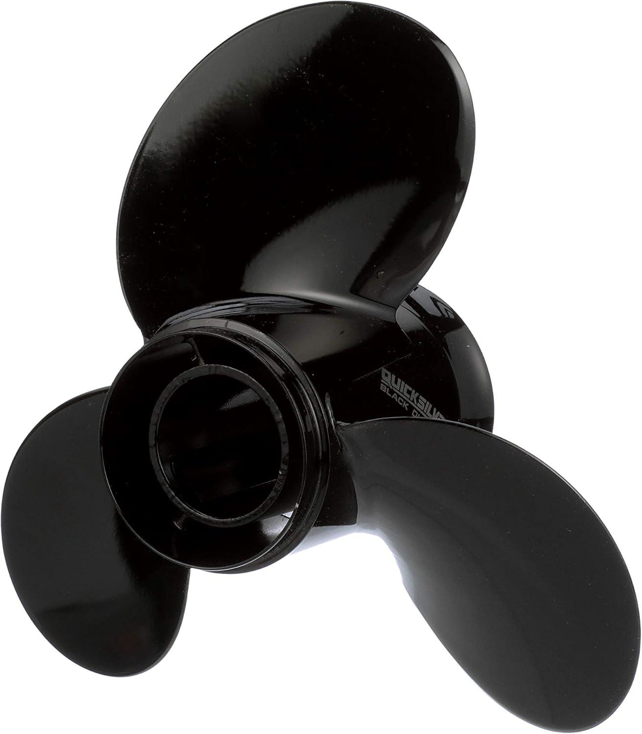 imageQuicksilver Black Diamond 3Blade Aluminum Propeller  For Yamaha Honda Evinrude and Johnson Engines85 HP  140 HP EvinrudeJohnson V4