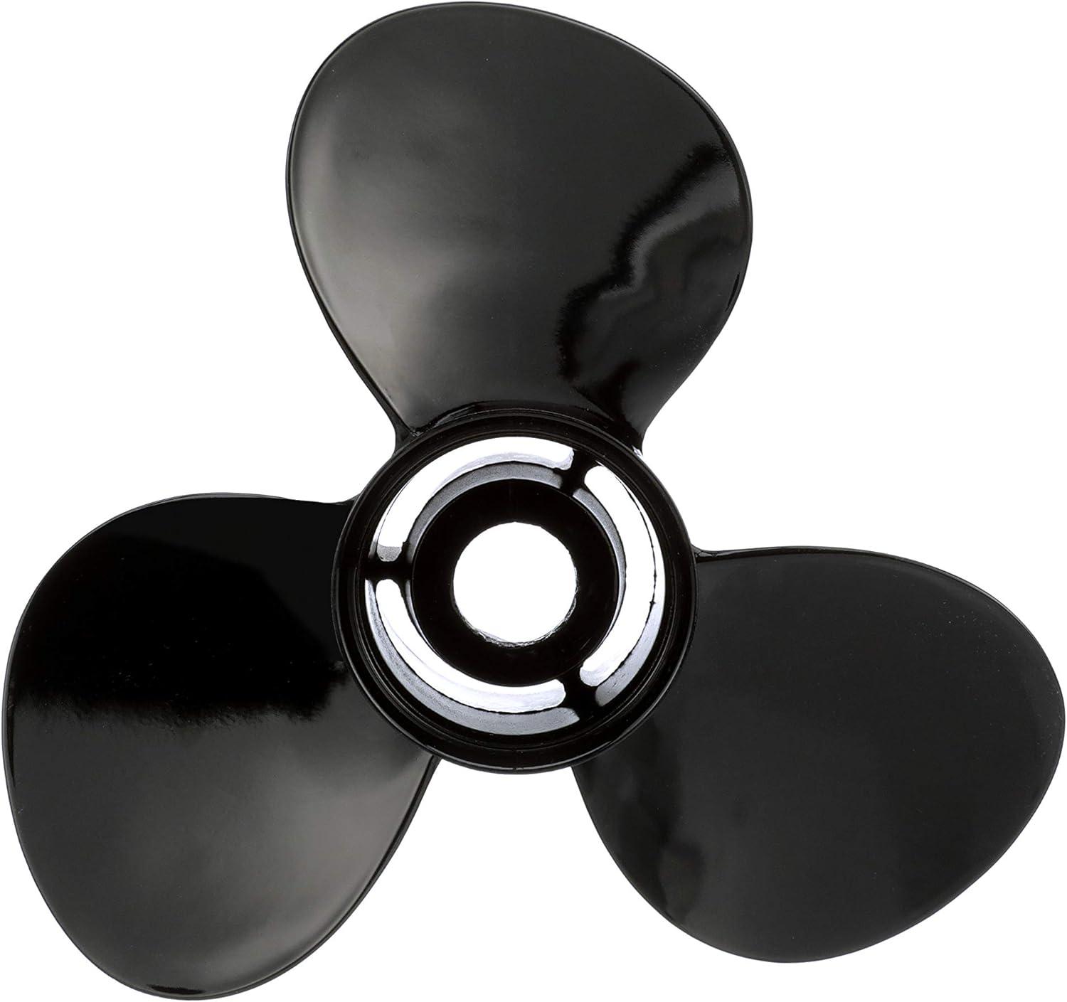 imageQuicksilver Black Diamond 3Blade Aluminum Propeller  For Yamaha Honda Evinrude and Johnson Engines85 HP  140 HP EvinrudeJohnson V4