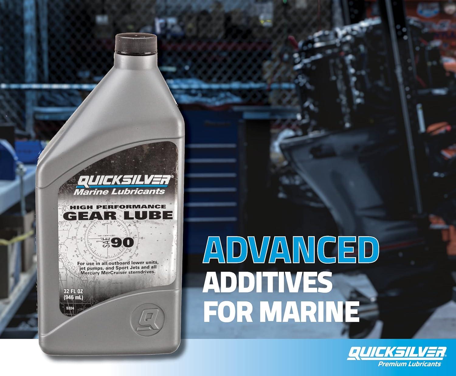 imageQuicksilver High Performance SAE 90 Gear Lube for Mercury Outboards and MerCruiser Sterndrives 25 Gallon32 Fl Oz