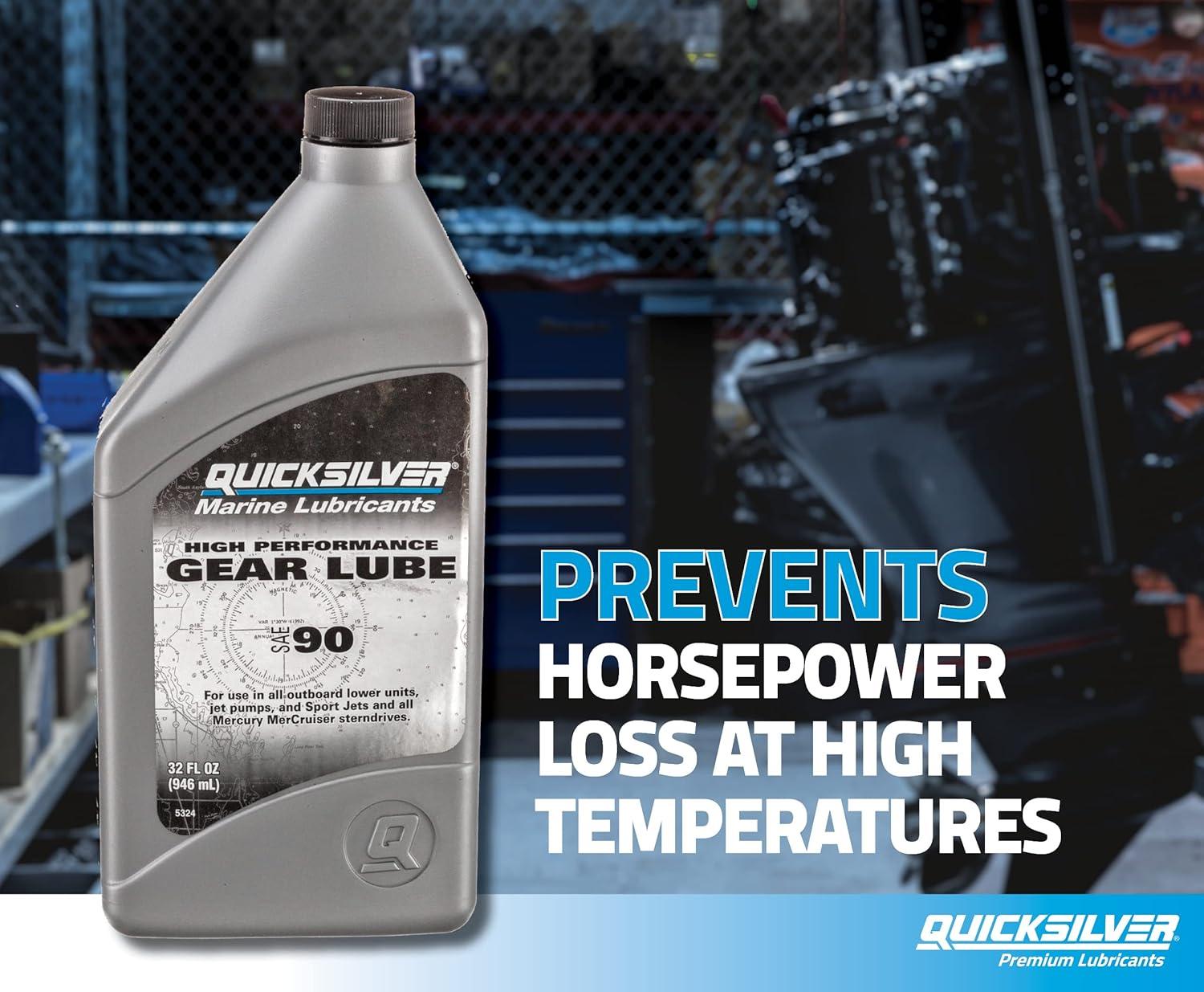 imageQuicksilver High Performance SAE 90 Gear Lube for Mercury Outboards and MerCruiser Sterndrives 25 Gallon32 Fl Oz