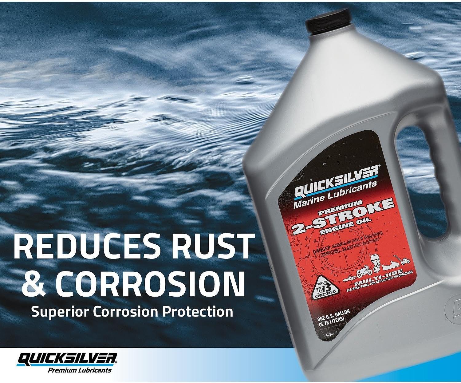 imageQuicksilver Premium 2Stroke Engine Oil  Outboards PWCs Snowmobiles and Motorcycles  1 GallonGallon
