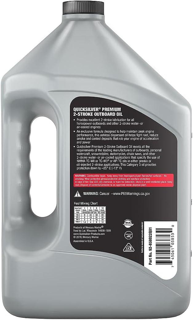 imageQuicksilver Premium 2Stroke Engine Oil  Outboards PWCs Snowmobiles and Motorcycles  1 GallonGallon