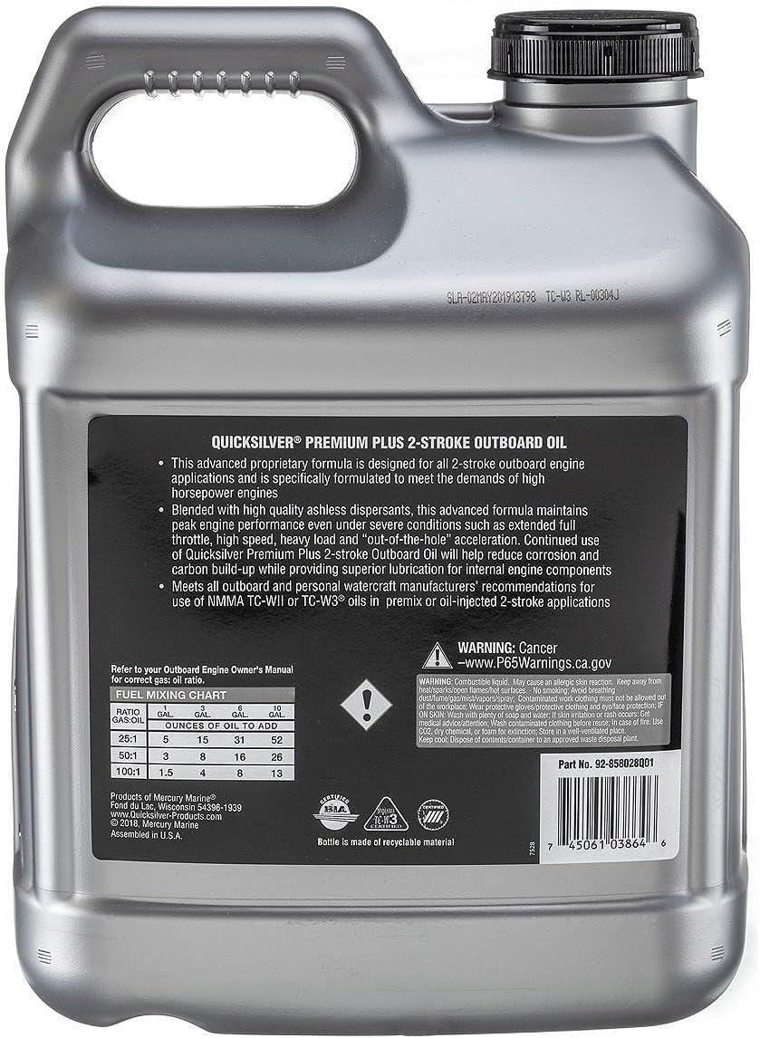 imageQuicksilver Premium Plus 2Stroke Synthetic Blend Marine Engine Oil 32oz25 Gallon
