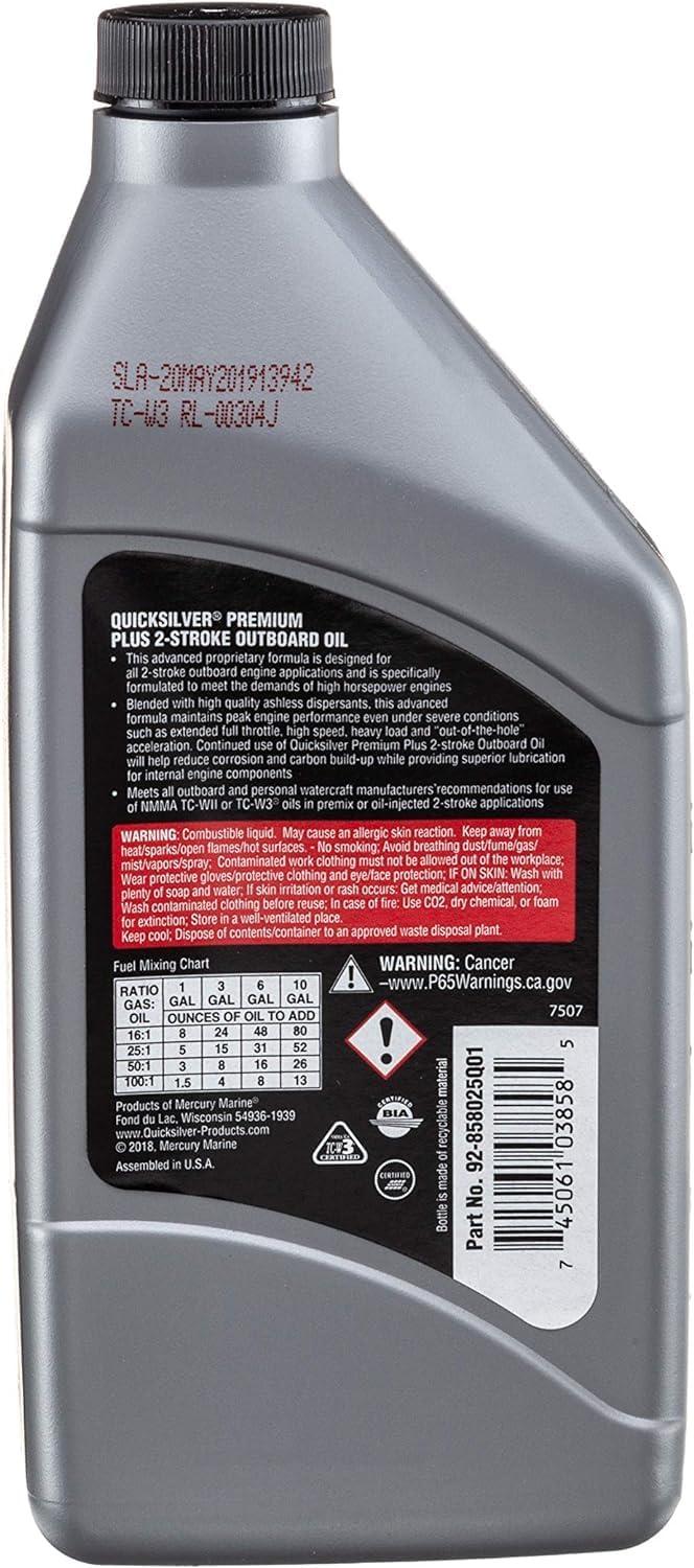 imageQuicksilver Premium Plus 2Stroke Synthetic Blend Marine Engine Oil 32ozPint