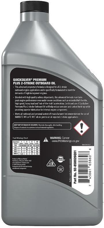 imageQuicksilver Premium Plus 2Stroke Synthetic Blend Marine Engine Oil 32ozQuart