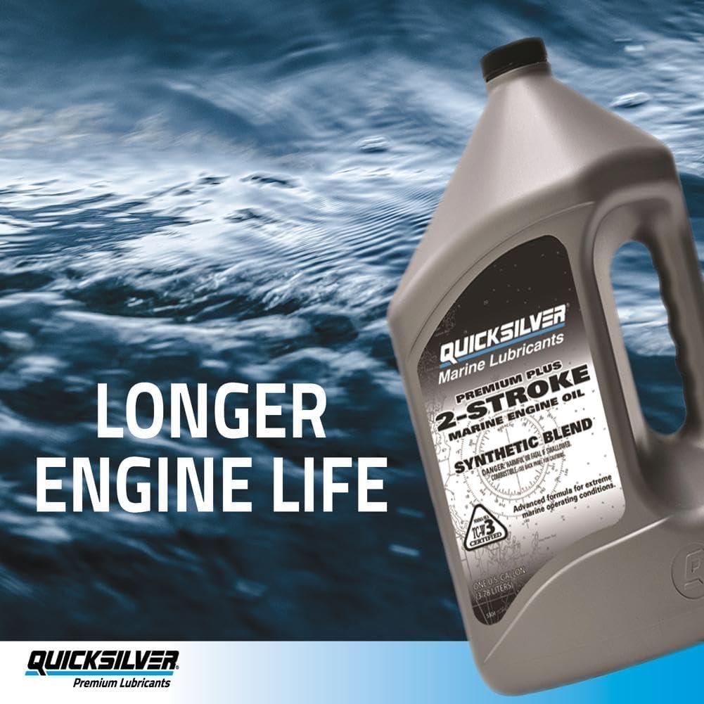 imageQuicksilver Premium Plus 2Stroke Synthetic Blend Marine Engine Oil 32ozQuart