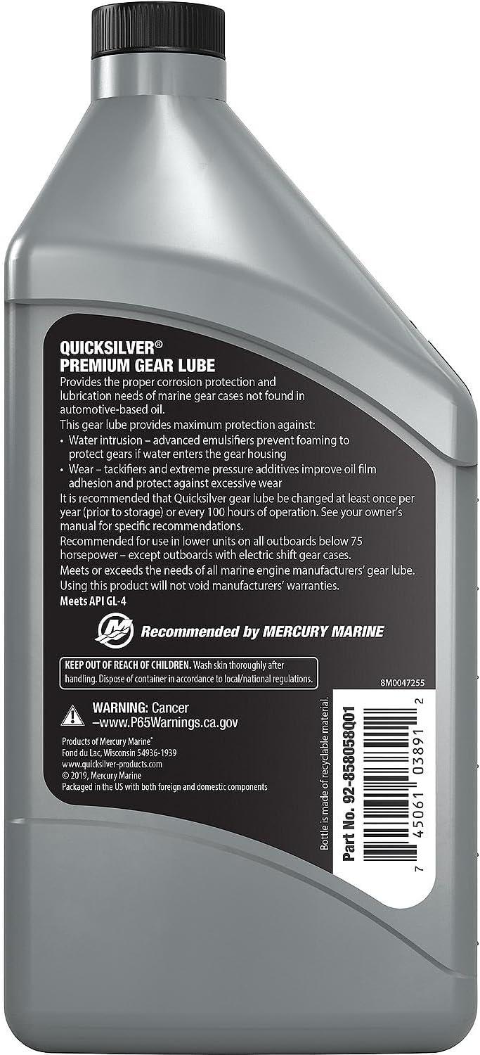 imageQuicksilver by Mercury Marine 80W90 Premium Gear Lube Marine Engine 9 Oz32oz