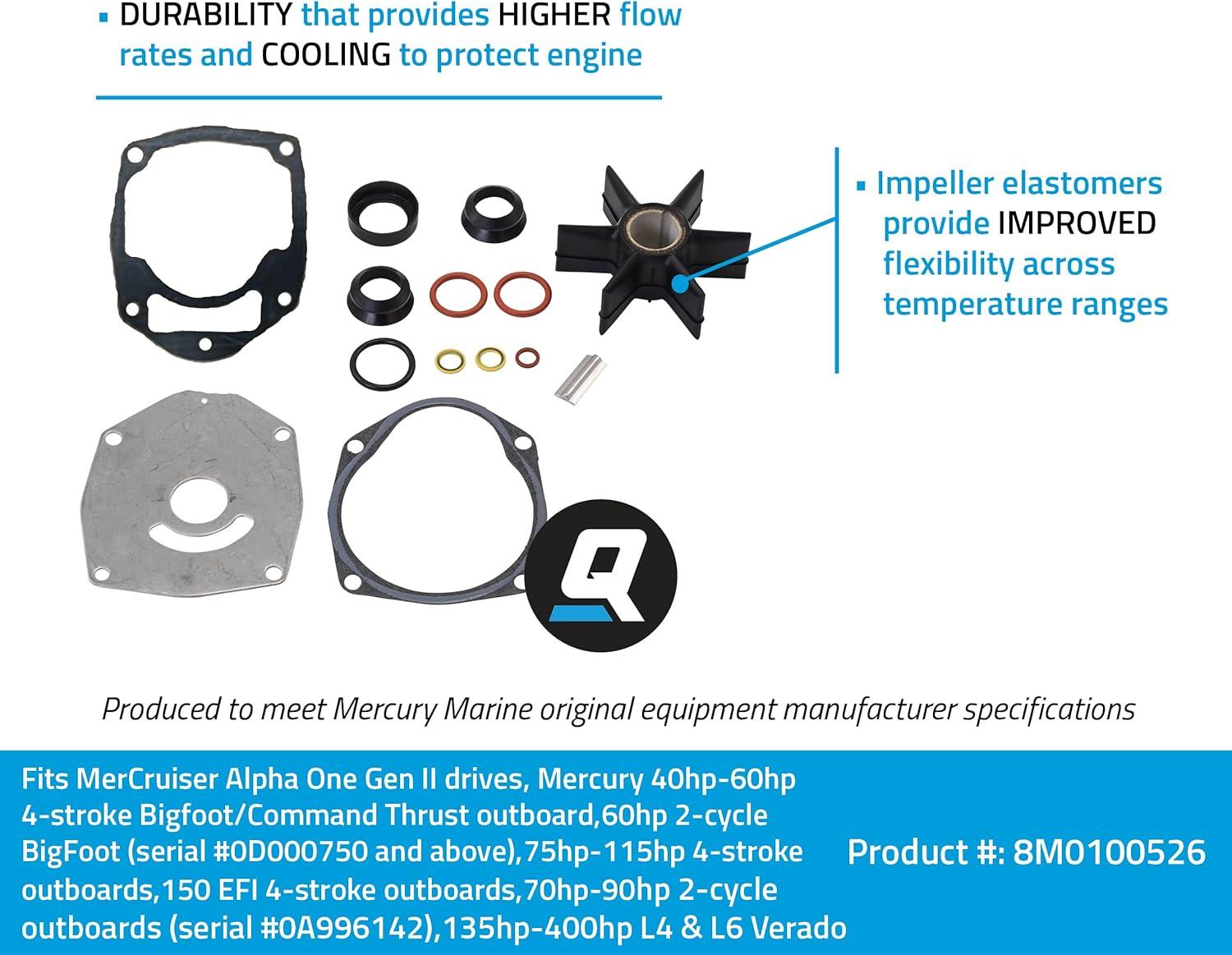 imageQuicksilver by Mercury Marine 8M0100526 Water Pump Repair Kit for Mercury or Mariner Outboards and MerCruiser Sterndrives