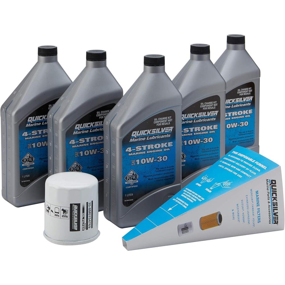 imageQuicksilver 4Stroke Oil Change Kit  for Yamaha Outboard Engines  F30 F40 F50 F60 F70 F75 F80 F90 F100 F115 F150 F200 F225 F250 and F300Yamaha F150