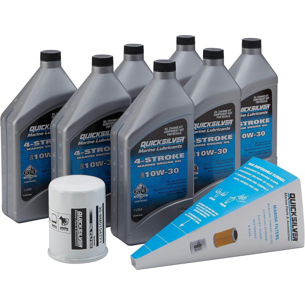 imageQuicksilver 4Stroke Oil Change Kit  for Yamaha Outboard Engines  F30 F40 F50 F60 F70 F75 F80 F90 F100 F115 F150 F200 F225 F250 and F300Yamaha F225  F300