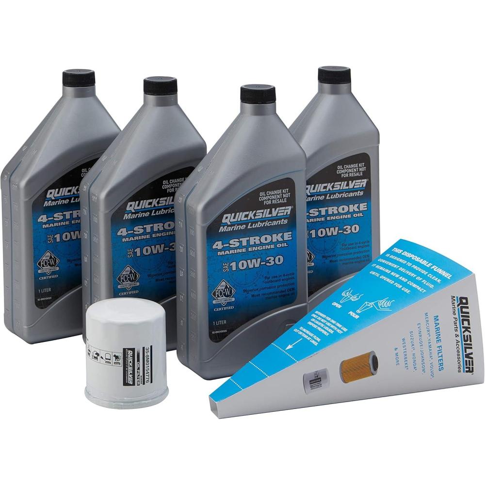 imageQuicksilver 4Stroke Oil Change Kit  for Yamaha Outboard Engines  F30 F40 F50 F60 F70 F75 F80 F90 F100 F115 F150 F200 F225 F250 and F300Yamaha F75  F115