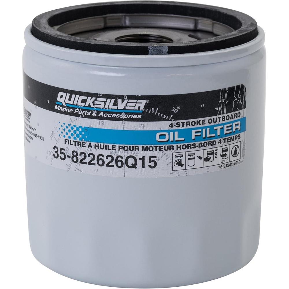 imageQuicksilver 822626Q15 Oil Filter for Select Mercury and Mariner V225 V6 4Stroke Outboards