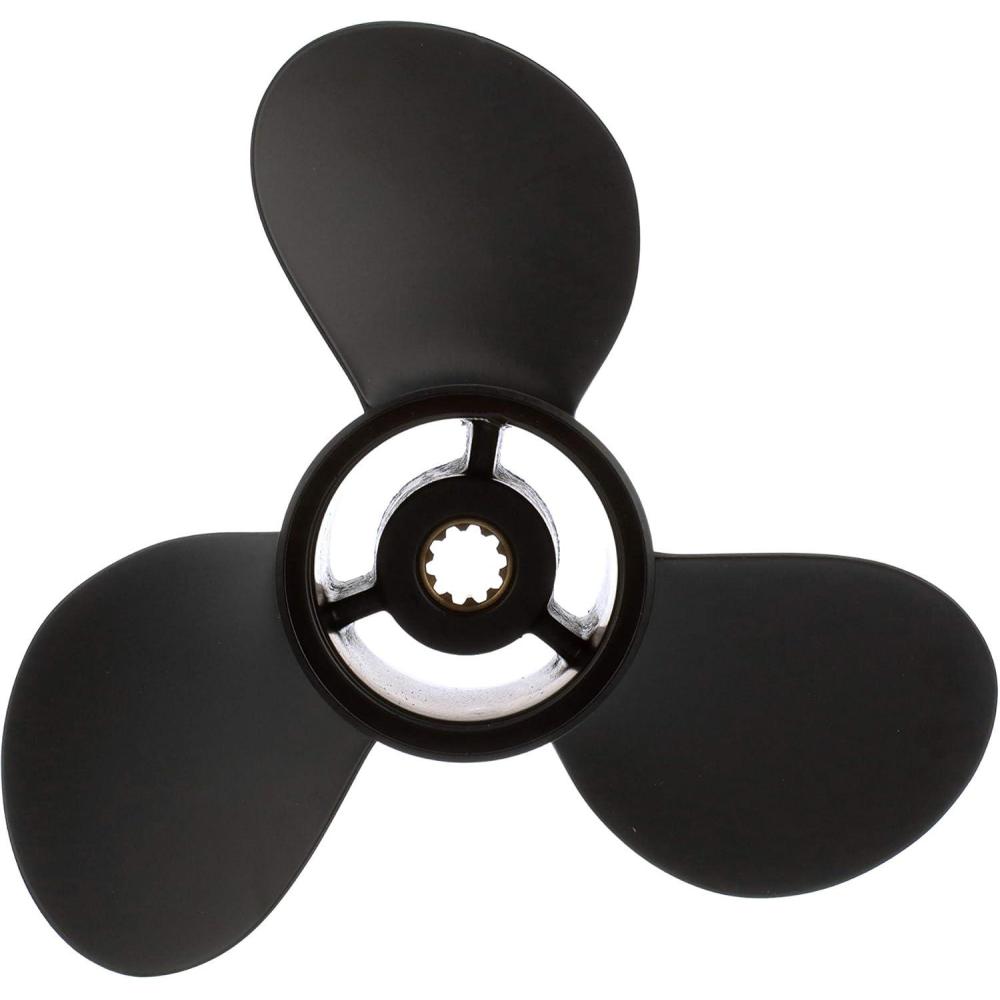imageQuicksilver Black Diamond 3Blade Aluminum Propeller  For Yamaha Honda Evinrude and Johnson Engines20 HP  30 HP Yamaha w10tooth Spline