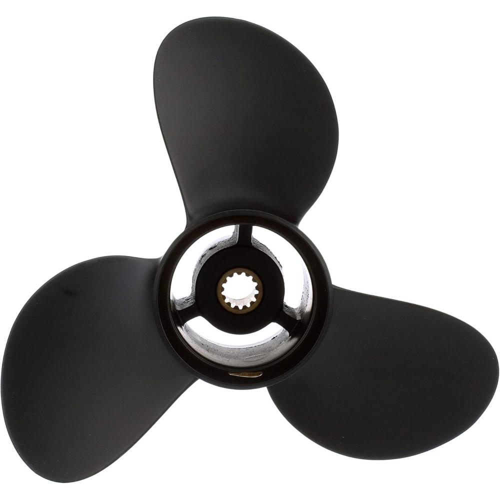 imageQuicksilver Black Diamond 3Blade Aluminum Propeller  For Yamaha Honda Evinrude and Johnson Engines8 HP  15 HP EvinrudeJohnson w13tooth Spline