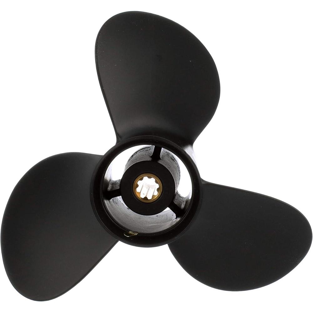imageQuicksilver Black Diamond 3Blade Aluminum Propeller  For Yamaha Honda Evinrude and Johnson Engines99 HP  20 HP HondaYamaha w8tooth Spline
