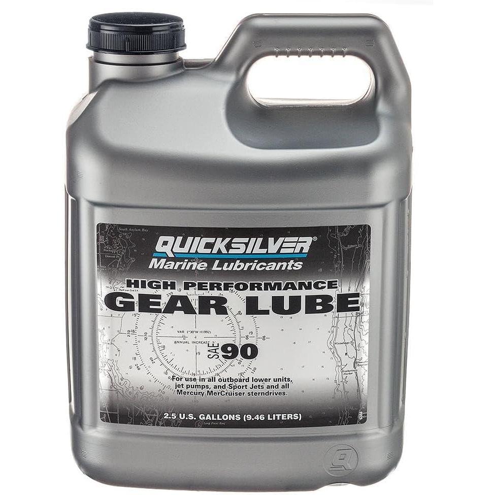 imageQuicksilver High Performance SAE 90 Gear Lube for Mercury Outboards and MerCruiser Sterndrives 25 Gallon25Gallon