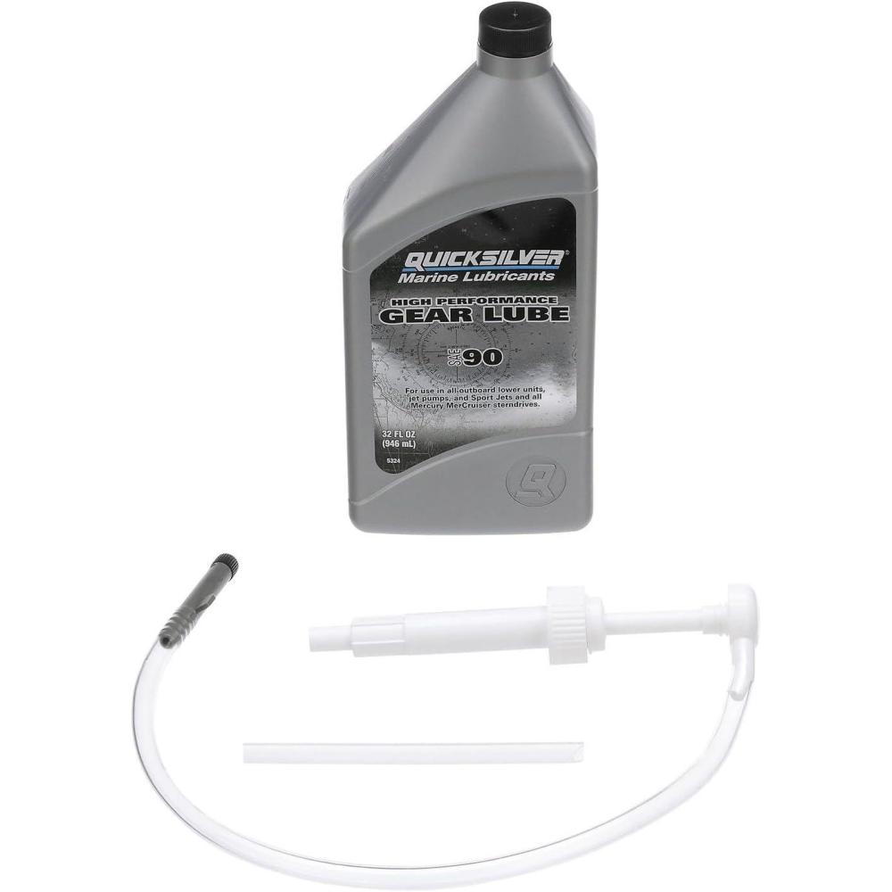 imageQuicksilver High Performance SAE 90 Gear Lube for Mercury Outboards and MerCruiser Sterndrives 25 GallonQuart With Pump