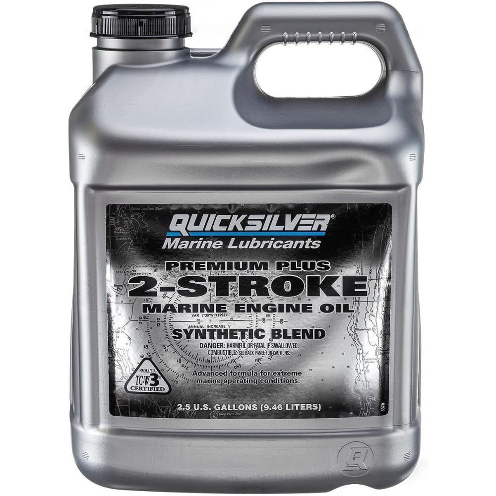 imageQuicksilver Premium Plus 2Stroke Synthetic Blend Marine Engine Oil 32oz25 Gallon