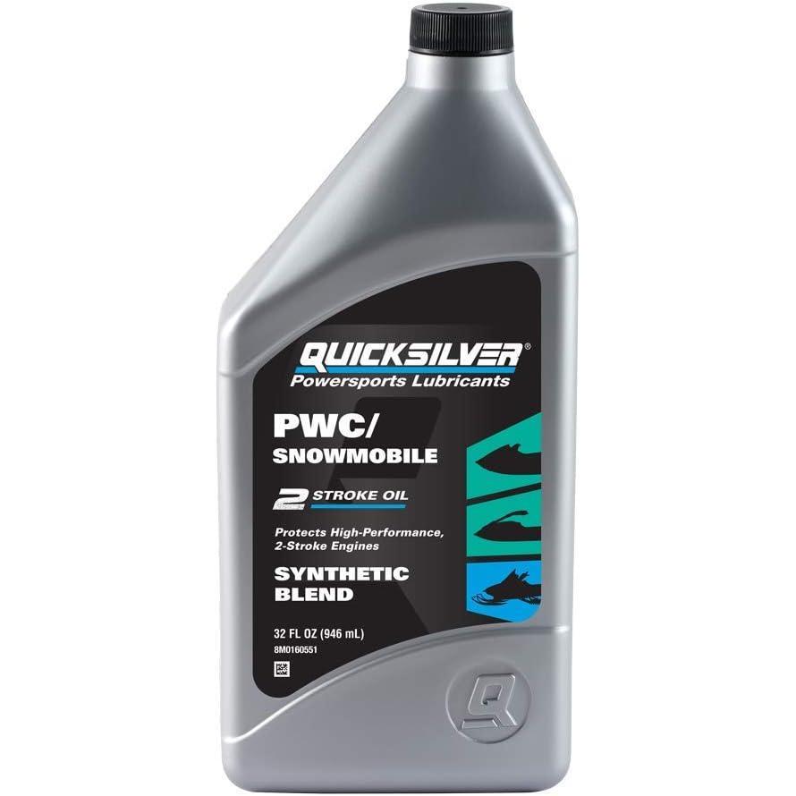 imageQuicksilver Premium Synthetic Blend 2Stroke Engine Oil for PWC Snowmobile 1 Gallon1Quart