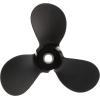 imageQuicksilver Black Diamond 3Blade Aluminum Propeller  For Yamaha Honda Evinrude and Johnson Engines75 HP  28 HP Various MakesModels wPin Drive