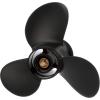 imageQuicksilver Black Diamond 3Blade Aluminum Propeller  For Yamaha Honda Evinrude and Johnson Engines8 HP  15 HP EvinrudeJohnson w13tooth Spline