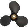 imageQuicksilver Black Diamond 3Blade Aluminum Propeller  For Yamaha Honda Evinrude and Johnson Engines8 HP  14 HP Various MakesModels wPin Drive