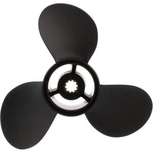 imageQuicksilver Black Diamond 3Blade Aluminum Propeller  For Yamaha Honda Evinrude and Johnson Engines20 HP  30 HP Yamaha w10tooth Spline