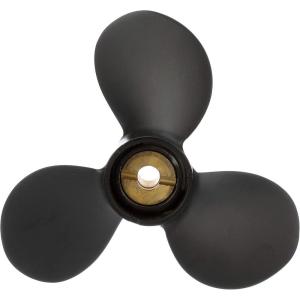 imageQuicksilver Black Diamond 3Blade Aluminum Propeller  For Yamaha Honda Evinrude and Johnson Engines8 HP  14 HP Various MakesModels wPin Drive