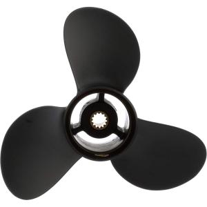 imageQuicksilver Black Diamond 3Blade Aluminum Propeller  For Yamaha Honda Evinrude and Johnson Engines8 HP  15 HP EvinrudeJohnson w13tooth Spline