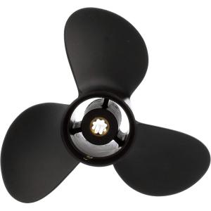 imageQuicksilver Black Diamond 3Blade Aluminum Propeller  For Yamaha Honda Evinrude and Johnson Engines99 HP  20 HP HondaYamaha w8tooth Spline