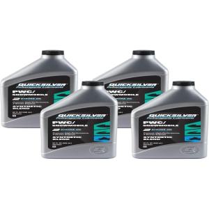imageQuicksilver Premium Synthetic Blend 2Stroke Engine Oil for PWC Snowmobile 1 Gallon1Quart Pack of 4