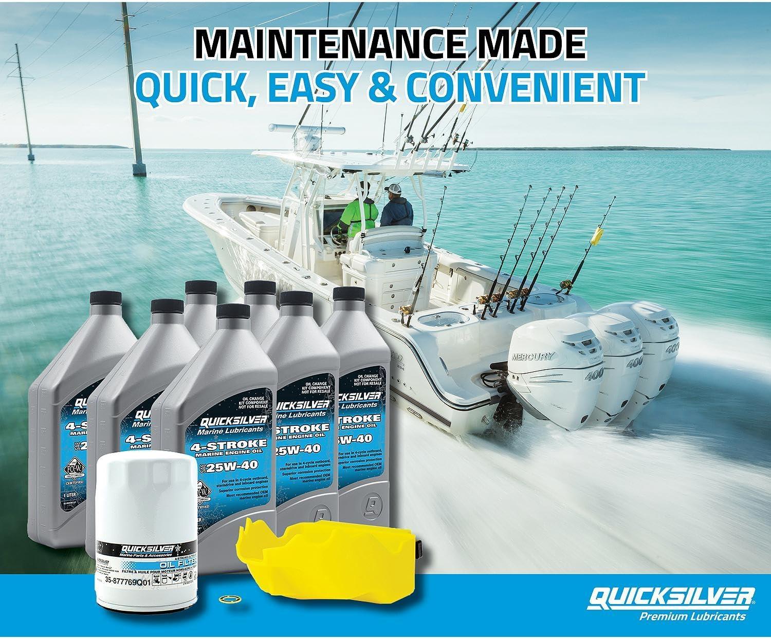 imageQuicksilver 25W40 Oil Change Kit for 200400hp 4Stroke Mercury L6 Verado Outboards