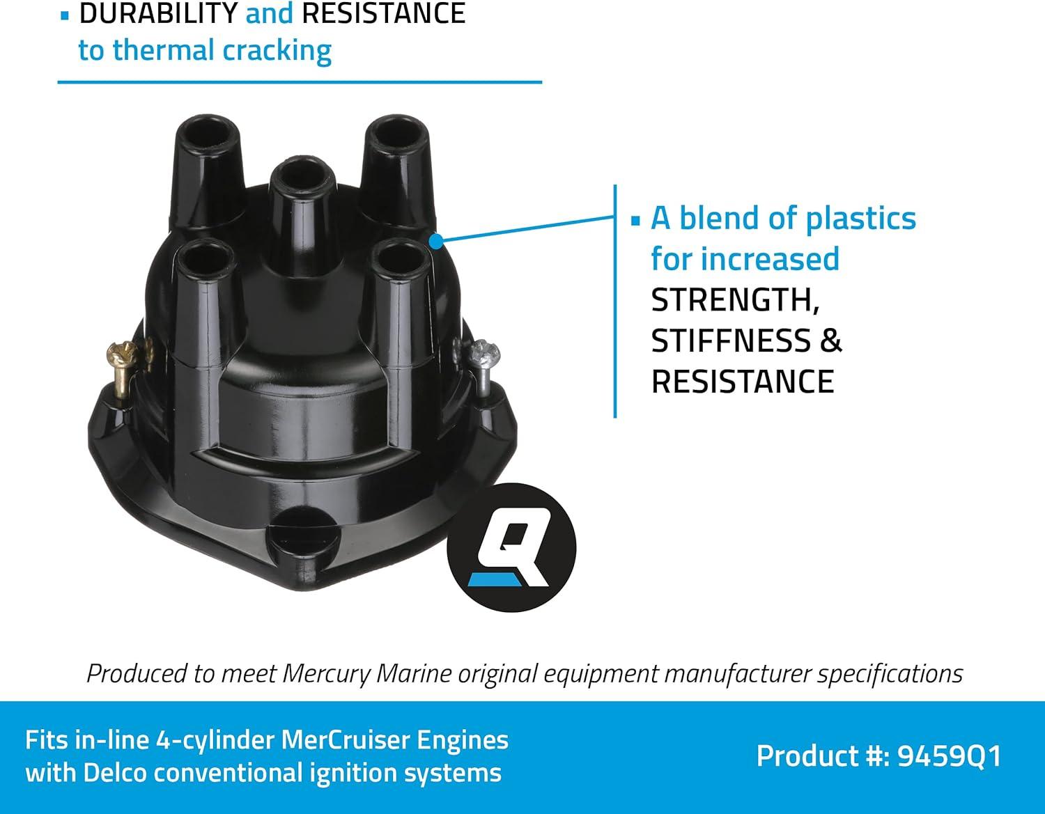 imageQuicksilver 9459Q1 Distributor Cap for MerCruiser Engines by General Motors wConventional Ignition Systems