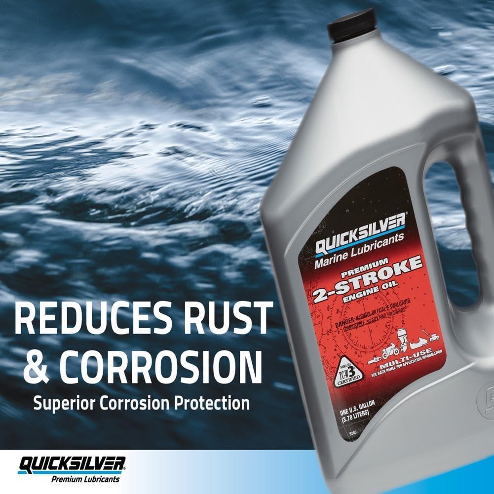 imageQuicksilver Premium 2Stroke Engine Oil Outboards PWCs Snowmobiles and Motorcycles  25 GallonPremium