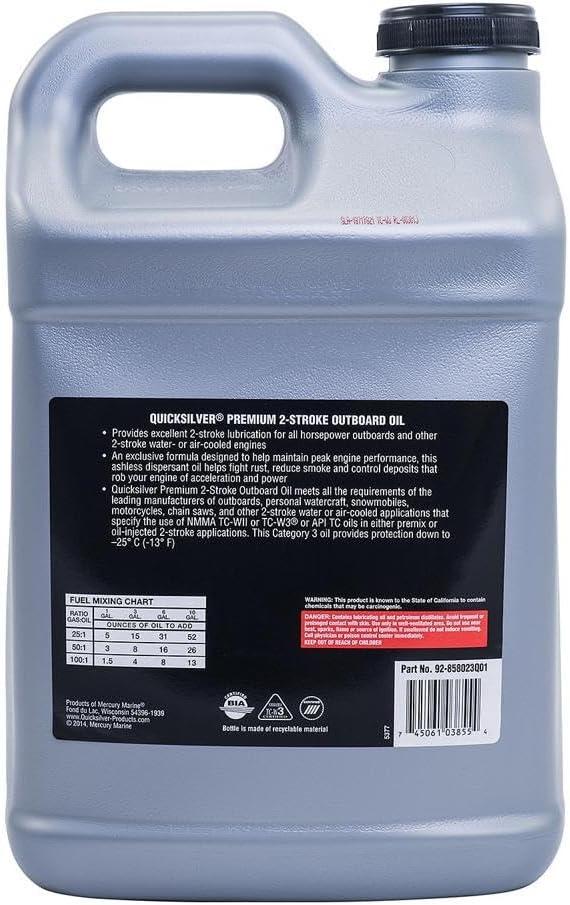 imageQuicksilver Premium 2Stroke Engine Oil Outboards PWCs Snowmobiles and Motorcycles  25 GallonPremium