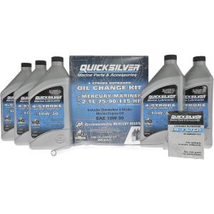 imageQuicksilver 10W30 Oil Change Kit for 4Stroke 75hp 90hp and 115hp Mercury 21L Outboards