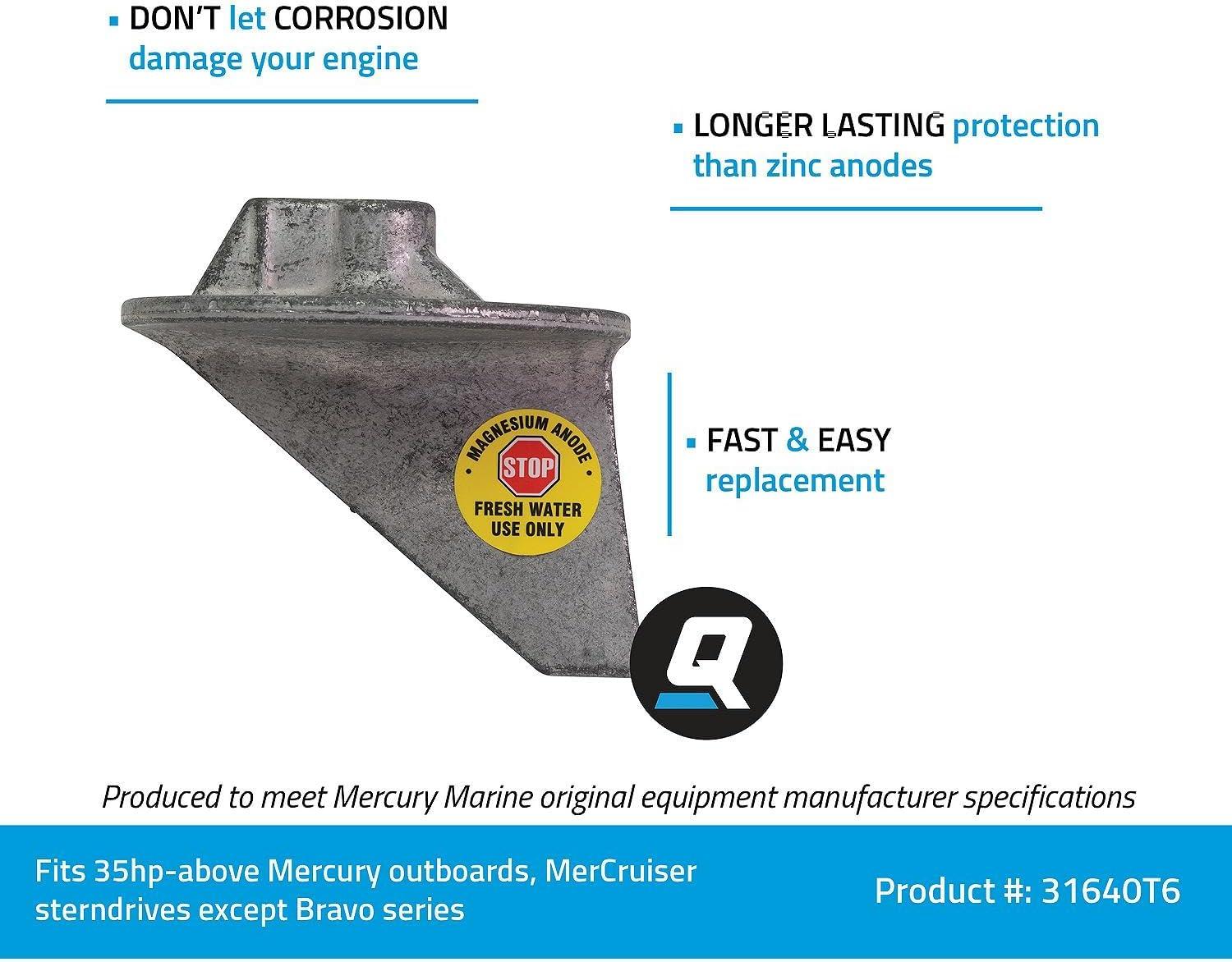 imageQuicksilver 31640T6 Magnesium Anode for Mercury Mariner Outboards MerCruiser Stern Drives