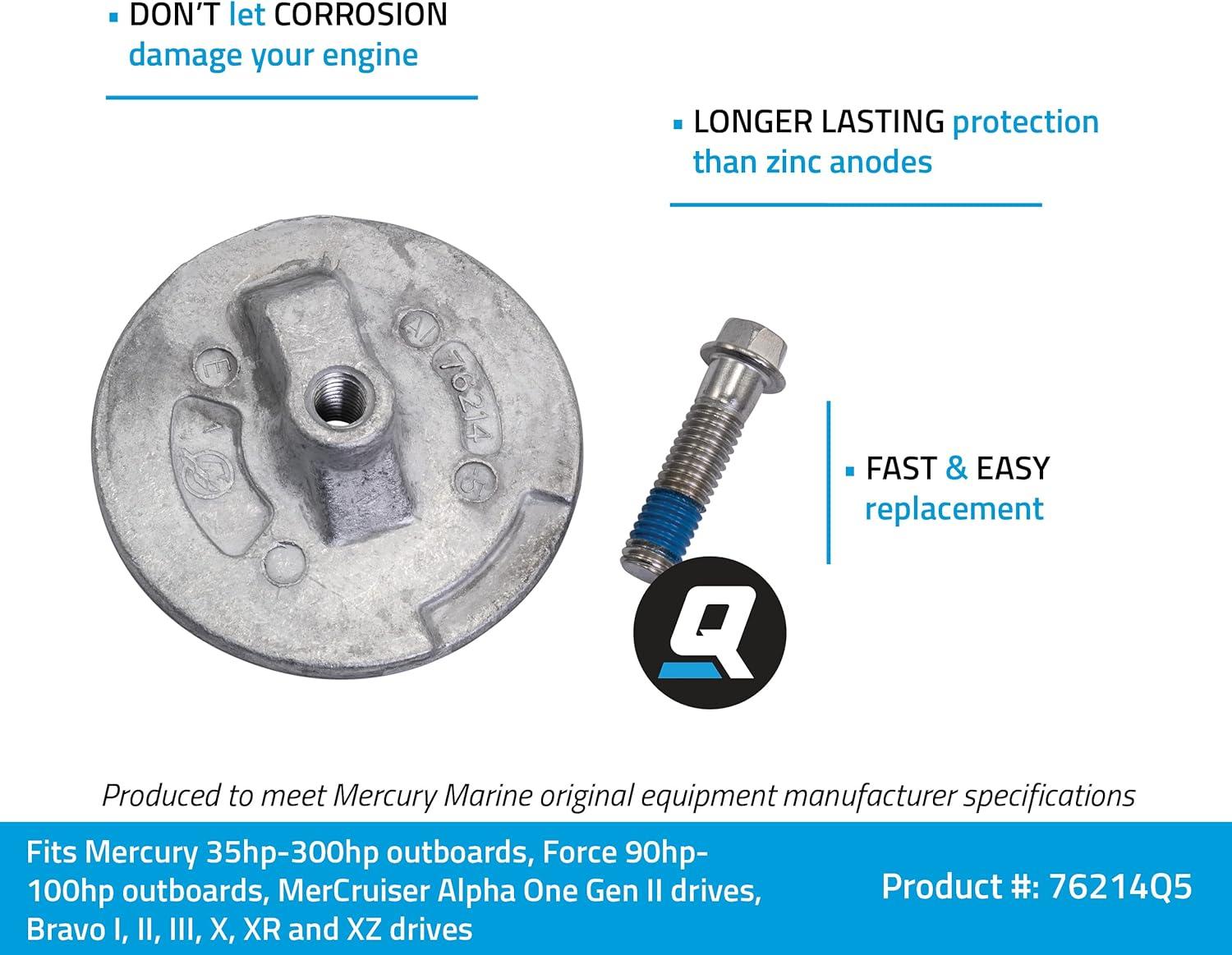 imageQuicksilver 76214Q5 Aluminum Anode Plate for Mercury Mariner Force and MerCruiser Antiventilation Plate