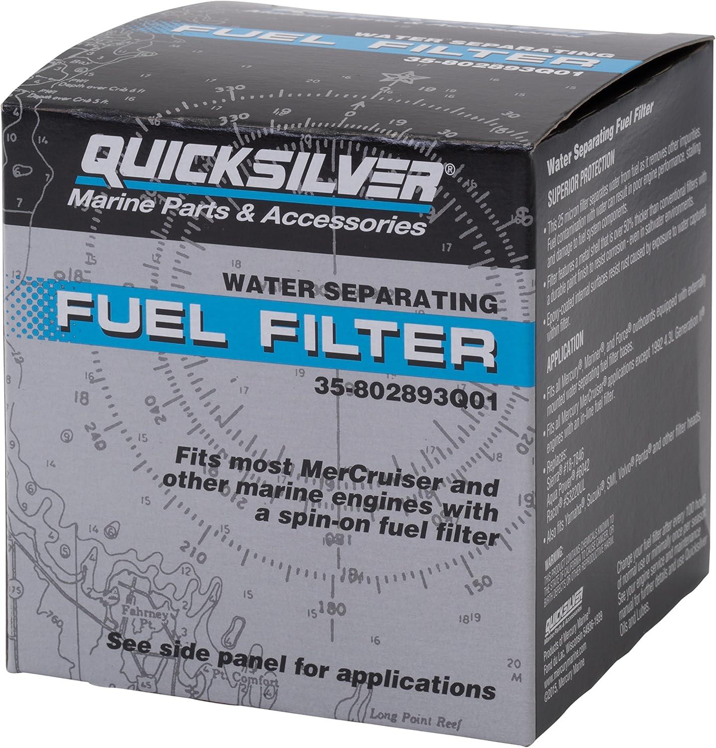 imageQuicksilver 802893Q01 Water Separating Fuel Filter for Mercury and Mariner Outboards and MerCruiser Sterndrive and Inboard Engines