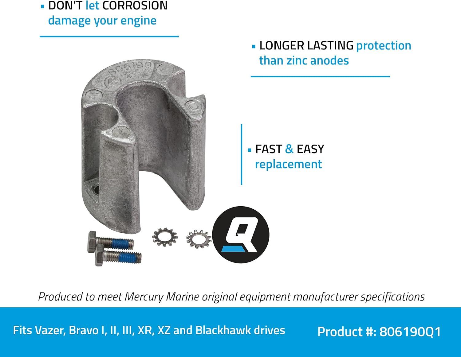 imageQuicksilver 806190Q1 Aluminum Anode for Bravo Drive Trim Cylinder for Bravo Blackhawk and Vazer Drives