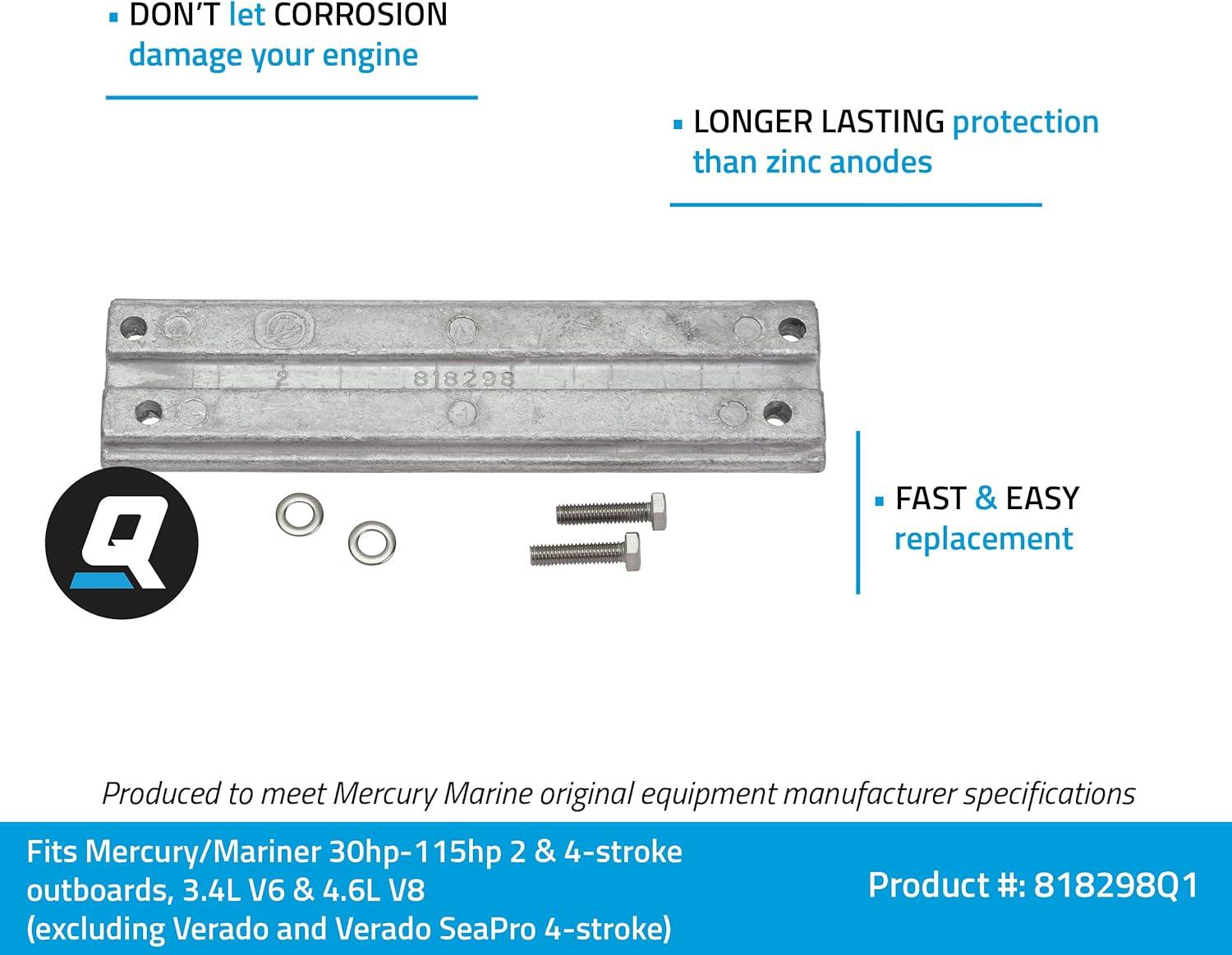 imageQuicksilver 818298Q1 Aluminum Anode for Mercury and Mariner Power Trim Pump Assembly
