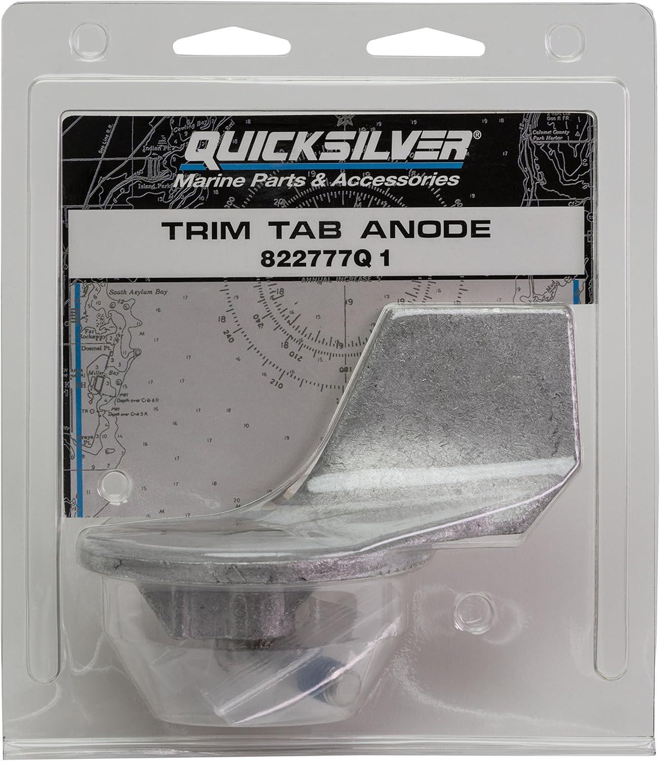 imageQuicksilver 822777Q1 Aluminum Trim Tab Anode for Mercury or Mariner Outboards and MerCruiser Stern Drives Using High Rake Propellers Unspecified