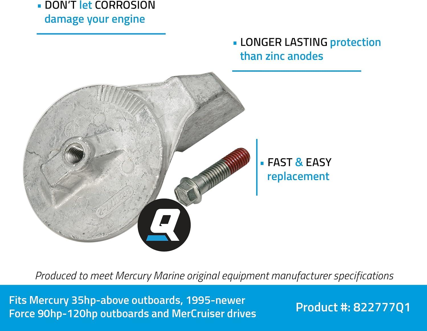 imageQuicksilver 822777Q1 Aluminum Trim Tab Anode for Mercury or Mariner Outboards and MerCruiser Stern Drives Using High Rake Propellers Unspecified