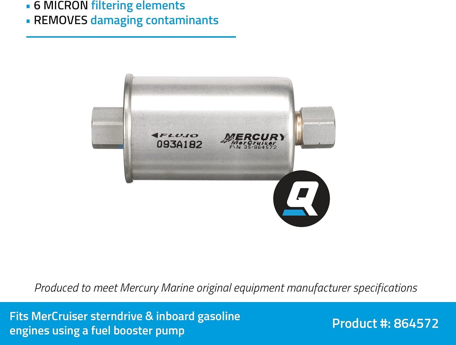 imageQuicksilver 864572 Replacement Inline Fuel Filter for MerCruiser Sterndrive and Inboard Gasoline Engines